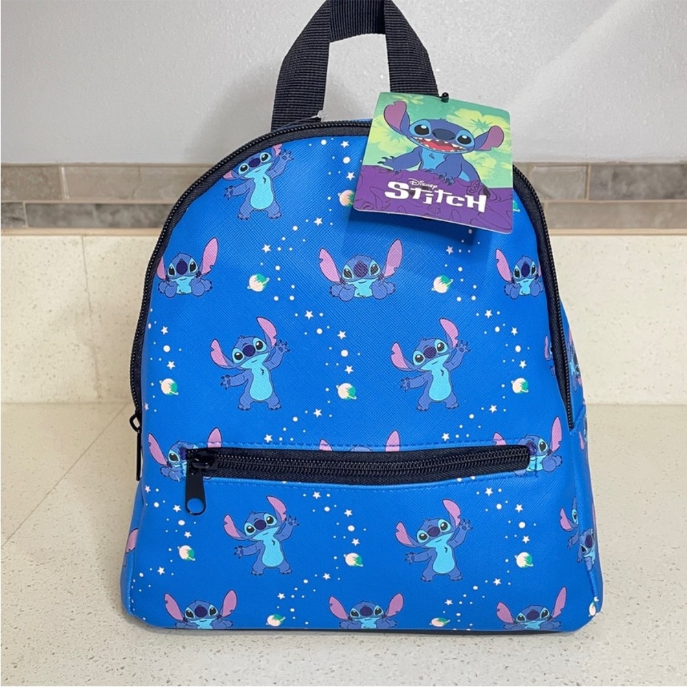 Disney Lilo & Stitch Blue Space Galaxy Mini Backpack Faux Leather NWT